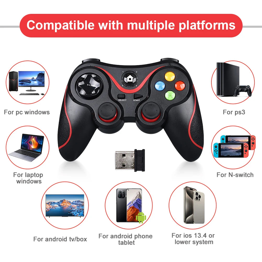 V8 2.4G Wireless Game Controller Gamepad Joystick Dual Vibration Controller Gamepad for AndroidiOSPCPS3SwitchMobile Phone