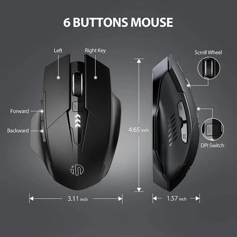 INPHIC F1SF1A1 2.4G Wireless Mouse 500mAh Ergonomic Rechargeable Silent Mouse Office Home Laptop Desktop Computer Universal
