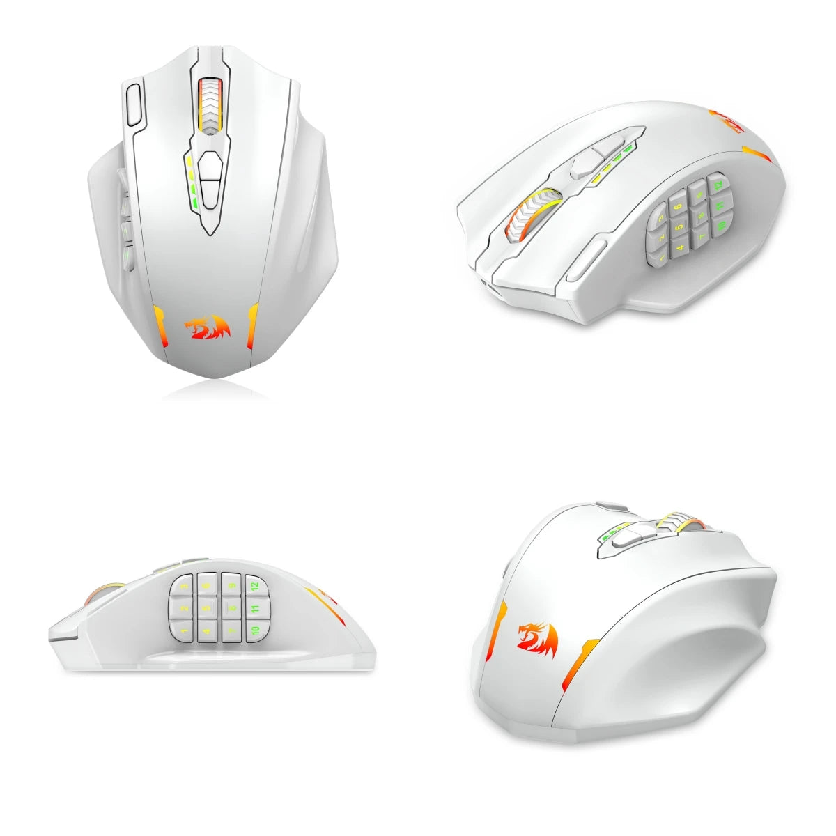 Redragon M913 Gaming 16000 DPI Wired 2.4Ghz Wireless RGB Optical Gamer Mice 16 Programmable Buttons, BlackWhite Mouse