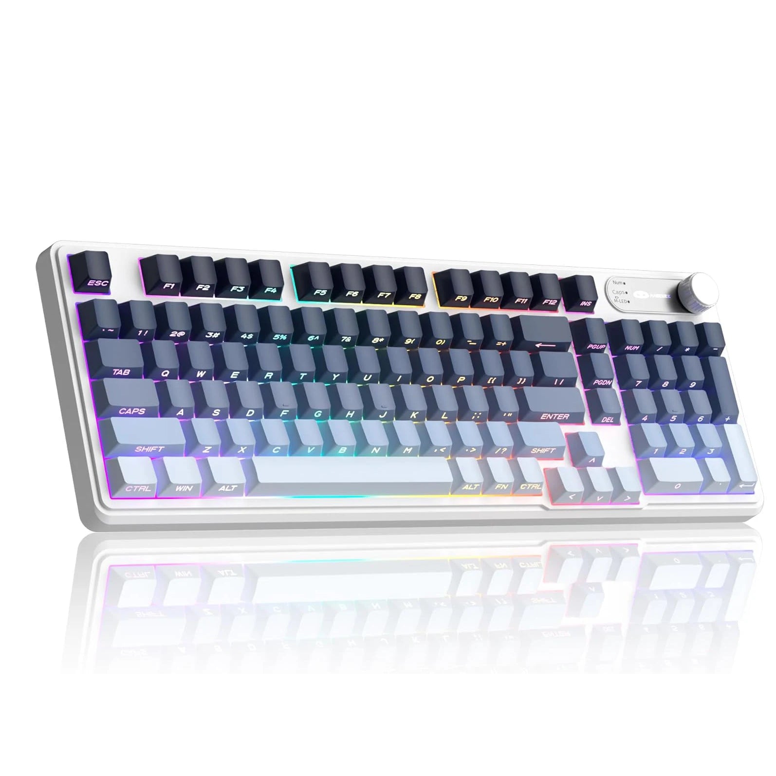 MageGee GK960 Wireless Gaming Keyboard, RGB Tri-Mode WiredBT2.4G Creamy Keyboard with Number Pad, 4000mAh Battery, Knob Contro