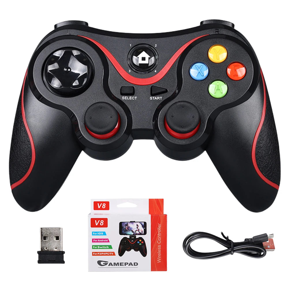 V8 2.4G Wireless Game Controller Gamepad Joystick Dual Vibration Controller Gamepad for AndroidiOSPCPS3SwitchMobile Phone