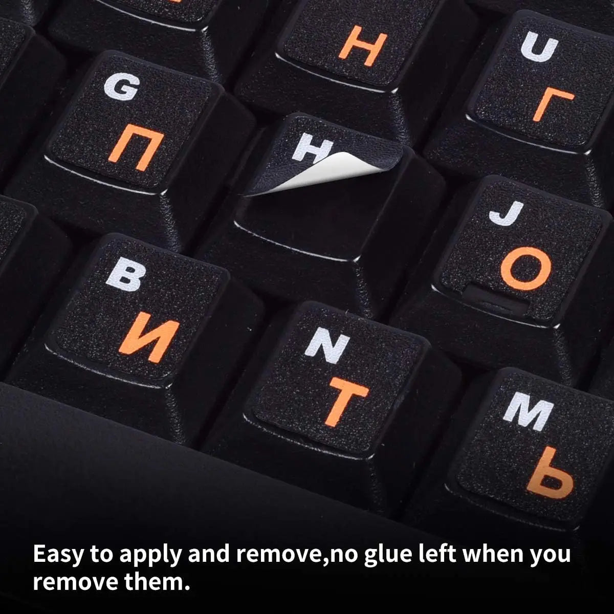 2PCS Orange Russian Keyboard Stickers Russian-English Keyboard Letters Replacement Sticker for PC Computer Laptop Notebook