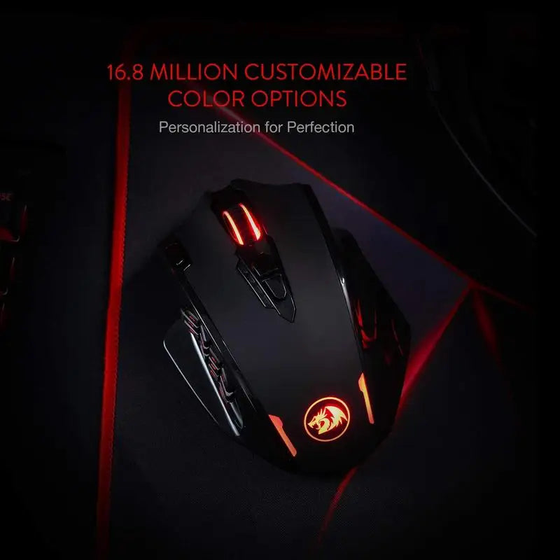 Redragon M913 Gaming 16000 DPI Wired 2.4Ghz Wireless RGB Optical Gamer Mice 16 Programmable Buttons, BlackWhite Mouse