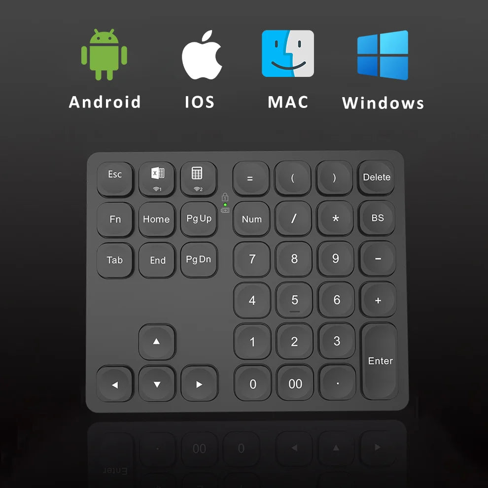 BOW Dual Bluetooth Numeric Keyboard Rechargeable Wireless Number Numpad for iPad Laptop Windows ios Slinet Digital Keyboard