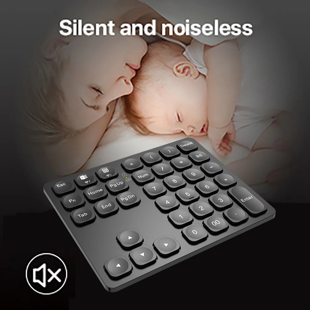 BOW Dual Bluetooth Numeric Keyboard Rechargeable Wireless Number Numpad for iPad Laptop Windows ios Slinet Digital Keyboard