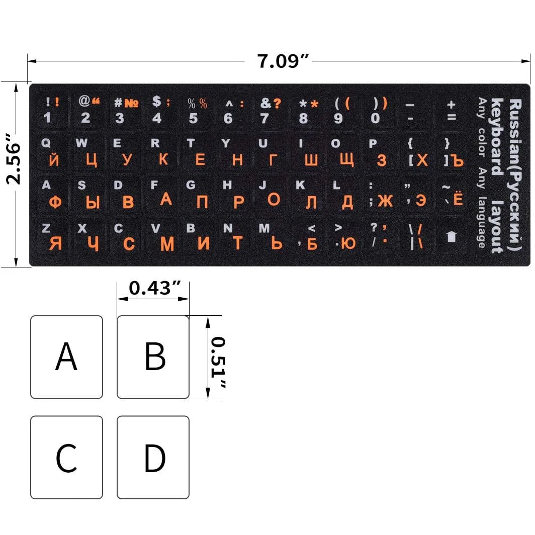 2PCS Orange Russian Keyboard Stickers Russian-English Keyboard Letters Replacement Sticker for PC Computer Laptop Notebook