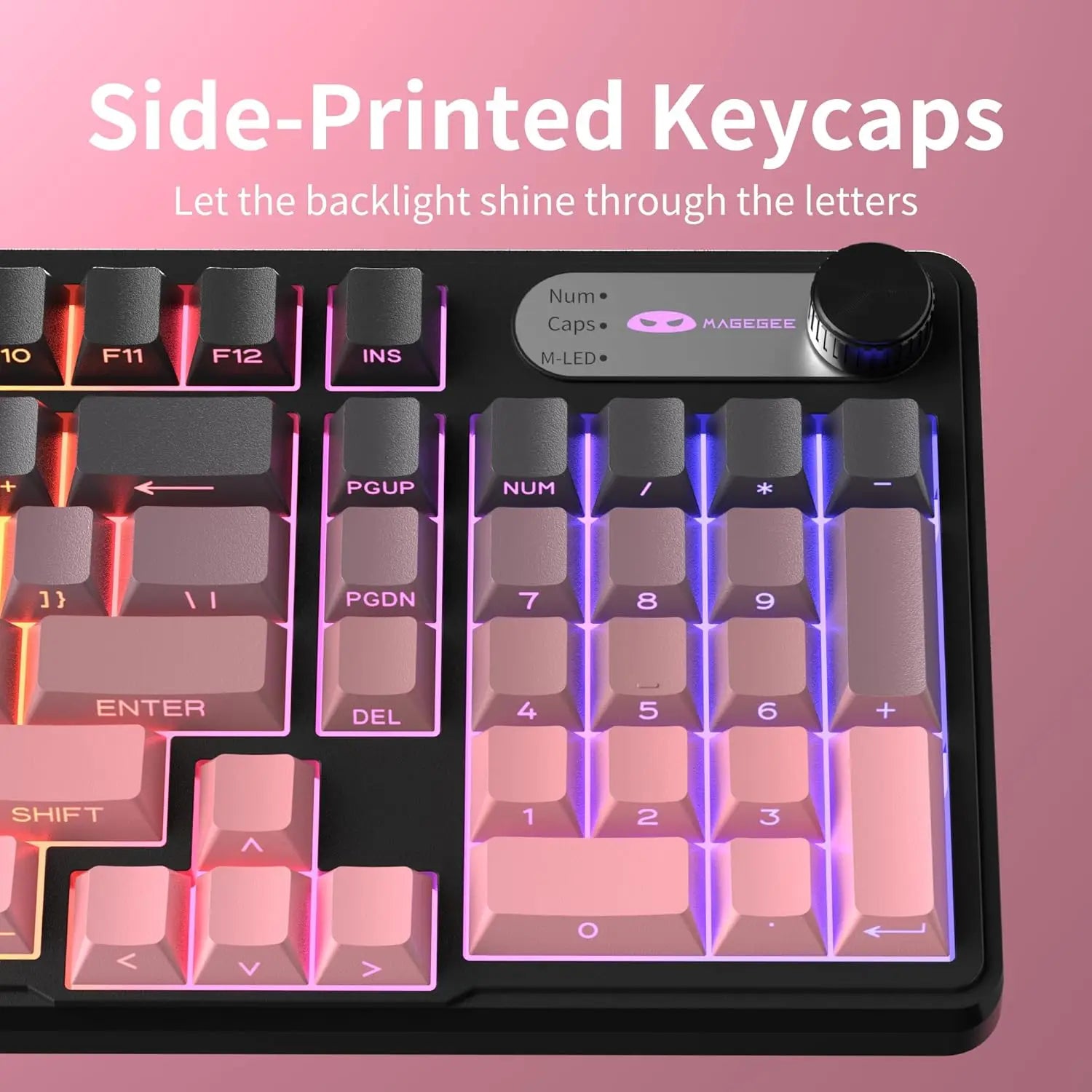 MageGee GK960 Wireless Gaming Keyboard, RGB Tri-Mode WiredBT2.4G Creamy Keyboard with Number Pad, 4000mAh Battery, Knob Contro