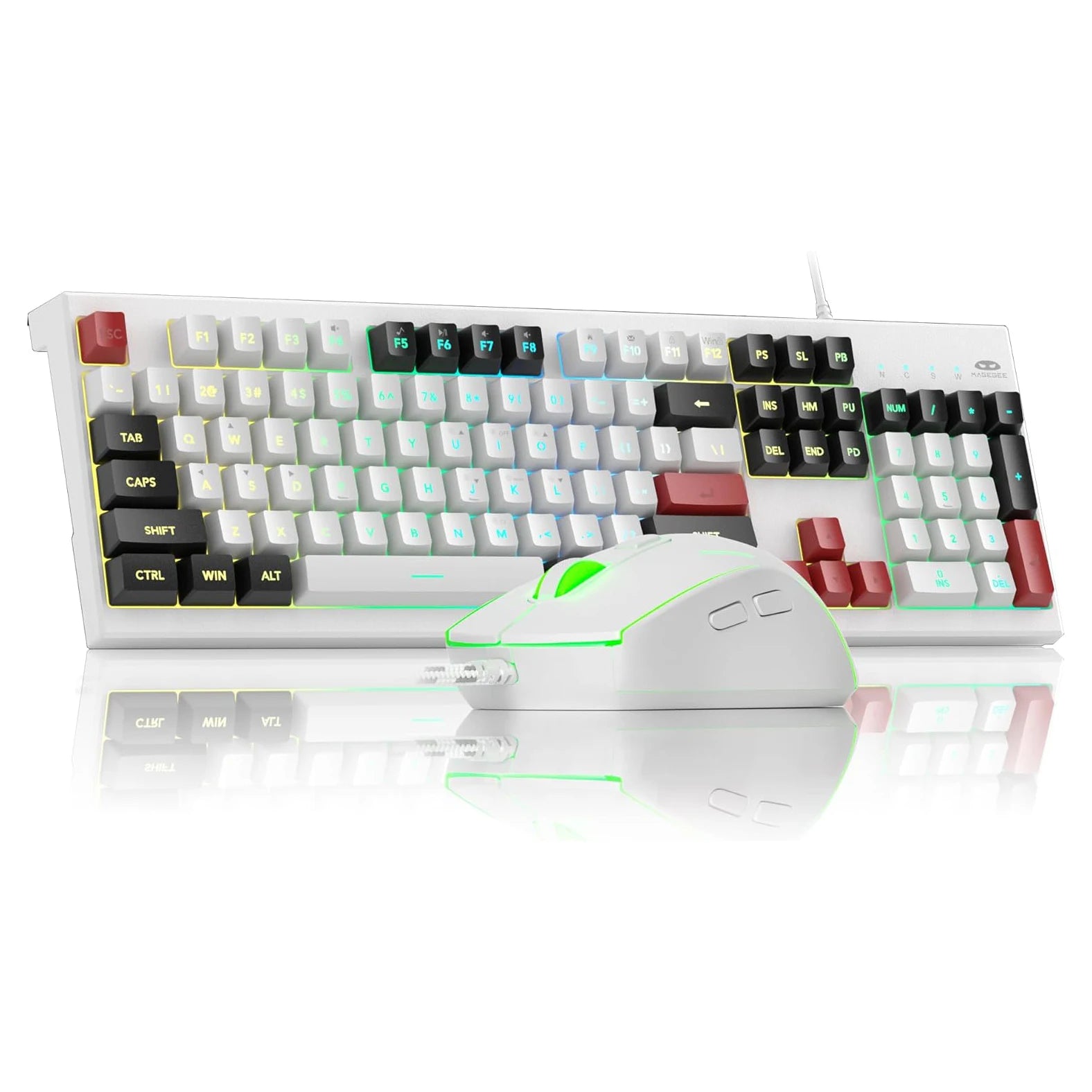 MageGee Creamy Keyboards,K2 Classic Keyboard Wired RGB Backlit 104 Keys Waterproof Ergonomic Keyboard,PC Keyboards for PCloptop