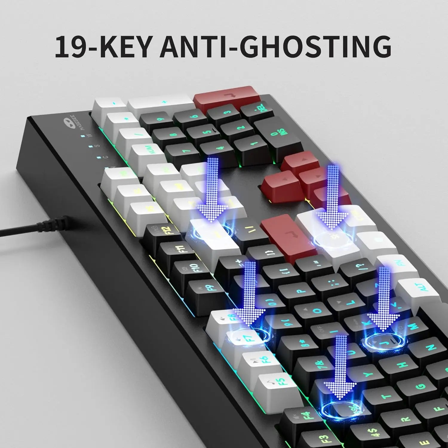 MageGee Creamy Keyboards,K2 Classic Keyboard Wired RGB Backlit 104 Keys Waterproof Ergonomic Keyboard,PC Keyboards for PCloptop