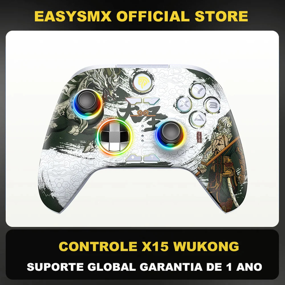 EasySMX X15 Wireless Gamepad Bluetooth Gaming Controller Compatible with PCNSTVPhoneSteam RGB Hall Effect Black Myth Wukong