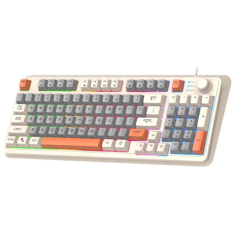 XUNFOX K82 Glow USB Wired Thin Film Keyboard for Laptops, Desktops, Office, and Gaming