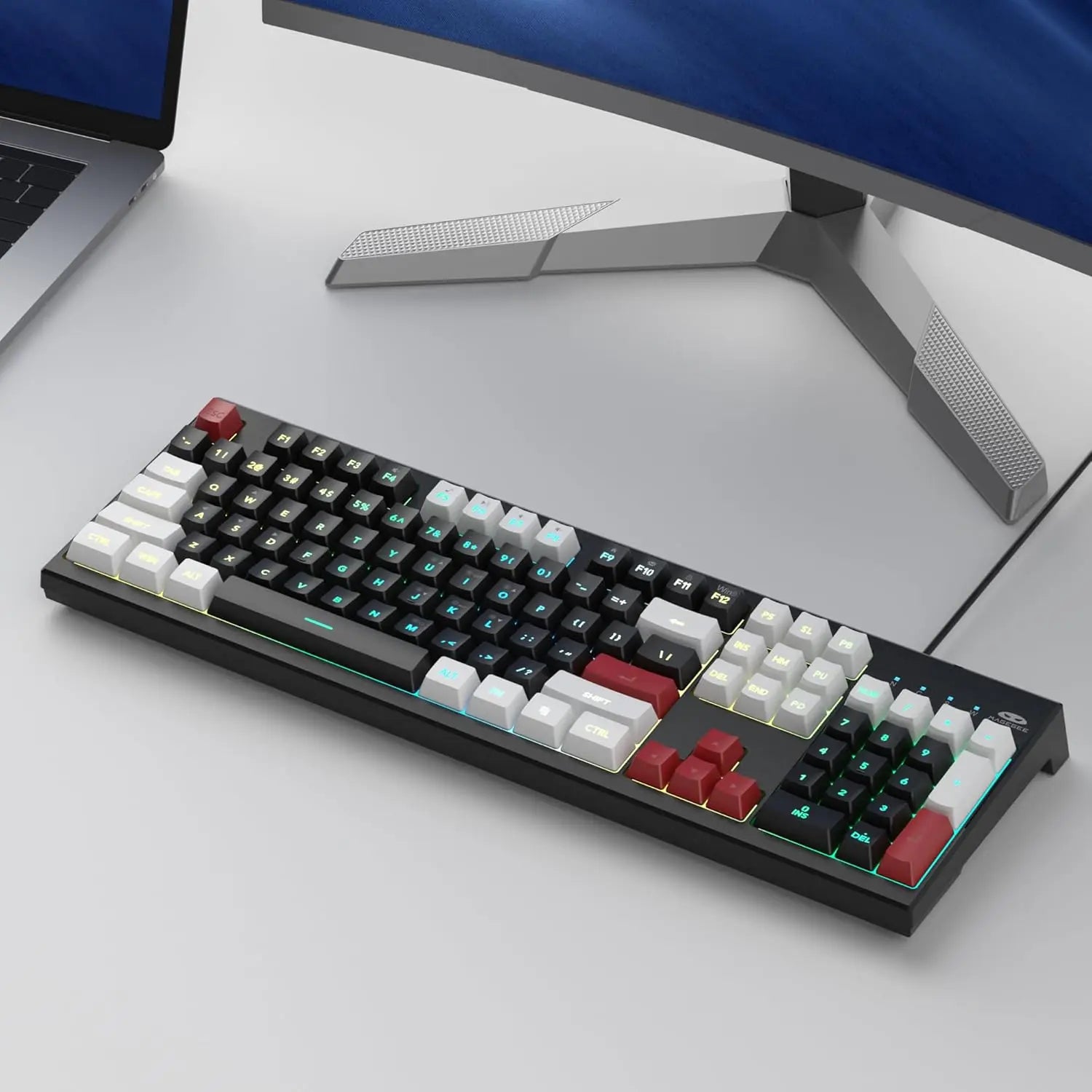 MageGee Creamy Keyboards,K2 Classic Keyboard Wired RGB Backlit 104 Keys Waterproof Ergonomic Keyboard,PC Keyboards for PCloptop