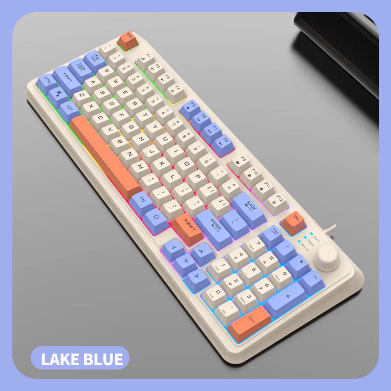 XUNFOX K82 Glow USB Wired Thin Film Keyboard for Laptops, Desktops, Office, and Gaming