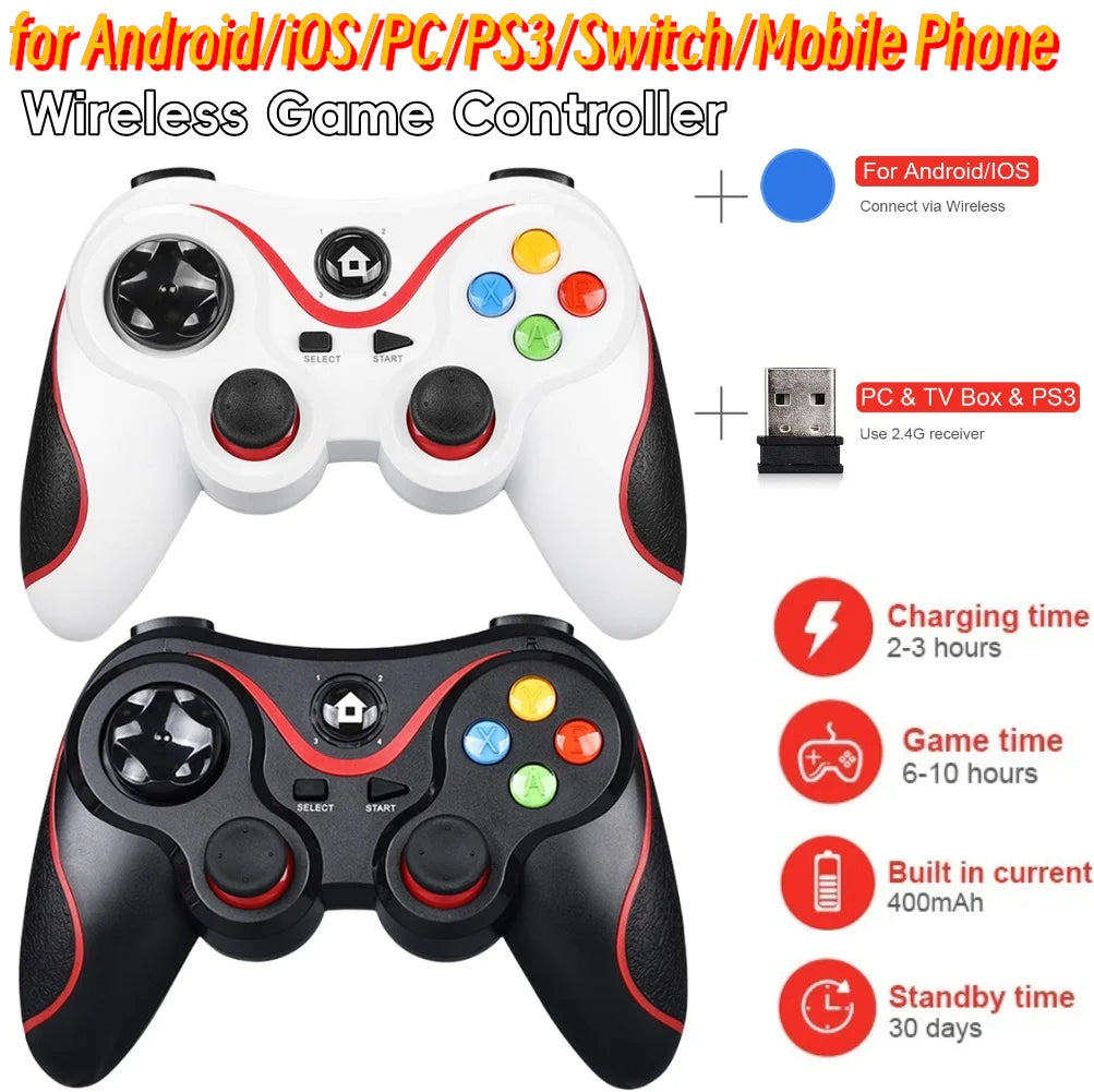 V8 2.4G Wireless Game Controller Gamepad Joystick Dual Vibration Controller Gamepad for AndroidiOSPCPS3SwitchMobile Phone