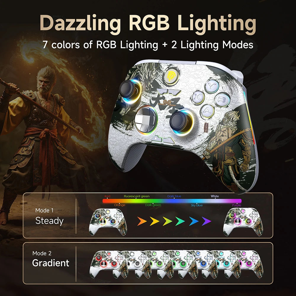 EasySMX X15 Wireless Gamepad Bluetooth Gaming Controller Compatible with PCNSTVPhoneSteam RGB Hall Effect Black Myth Wukong