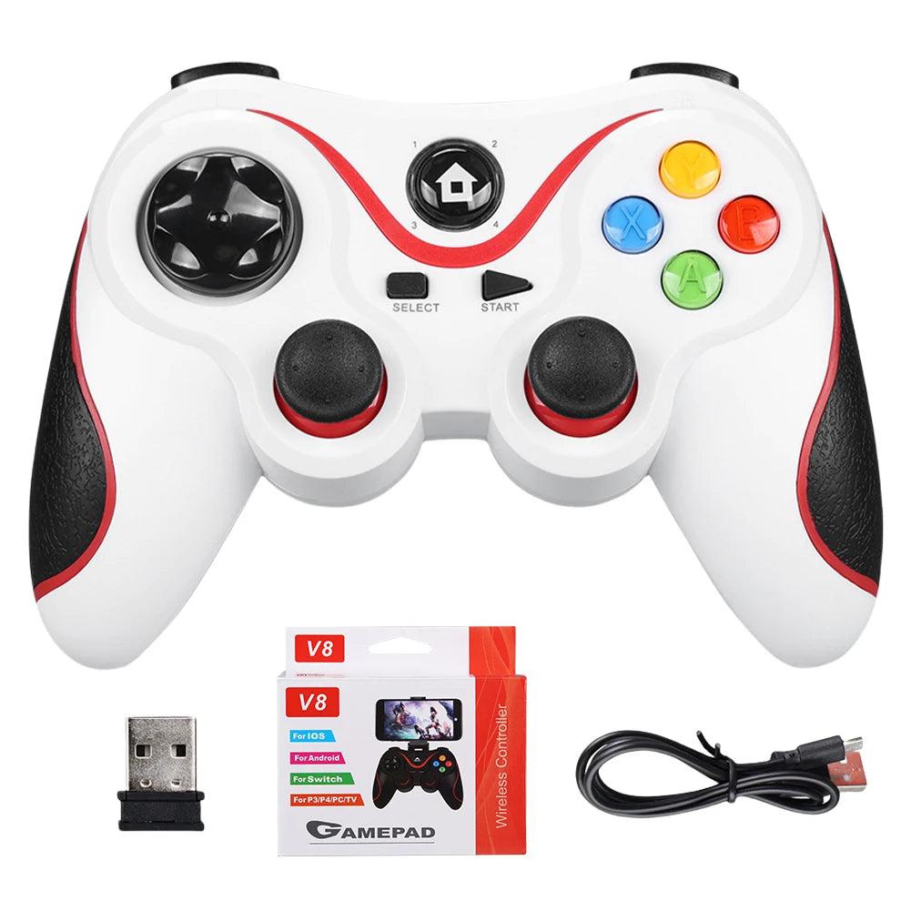 V8 2.4G Wireless Game Controller Gamepad Joystick Dual Vibration Controller Gamepad for AndroidiOSPCPS3SwitchMobile Phone