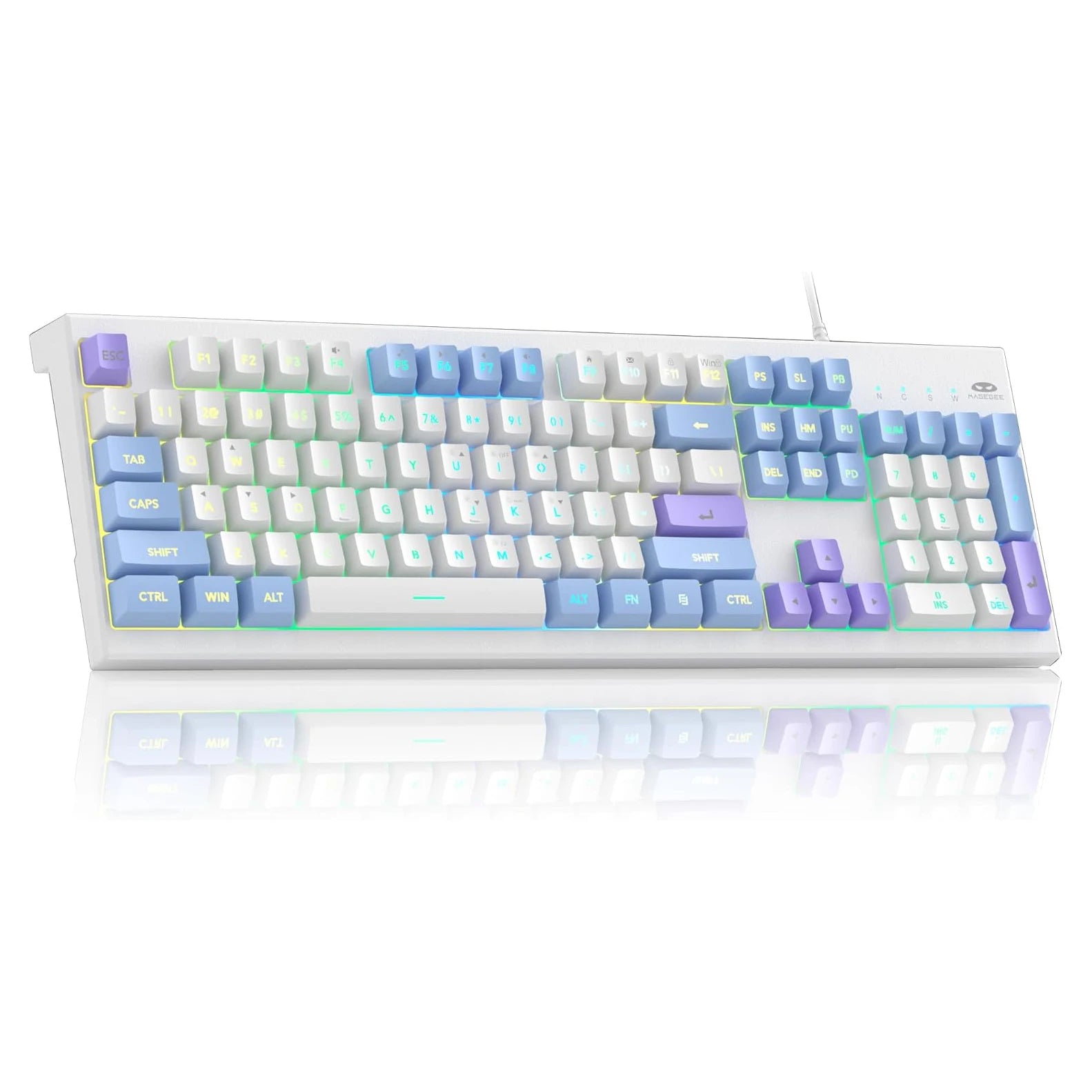 MageGee Creamy Keyboards,K2 Classic Keyboard Wired RGB Backlit 104 Keys Waterproof Ergonomic Keyboard,PC Keyboards for PCloptop